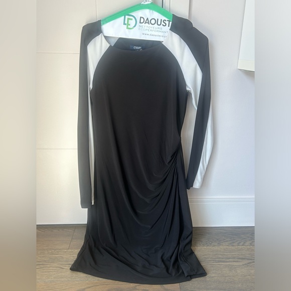 Chaps long sleeve black and white dress - Picture 6 of 6